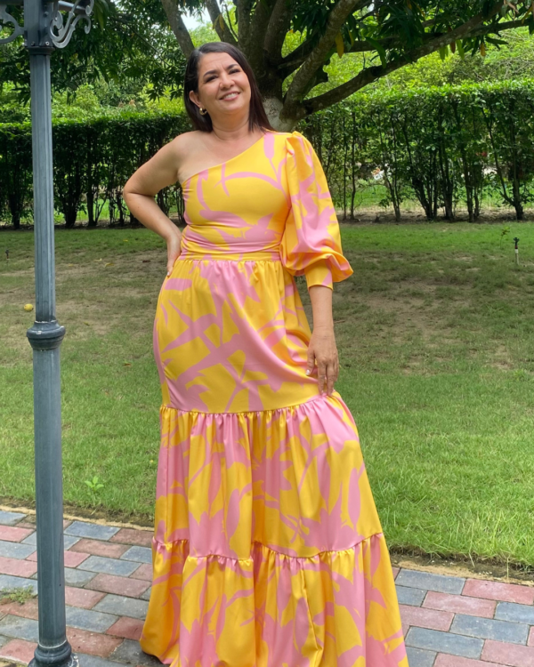 VESTIDO BEGONÍA AMARILLO Y ROSA