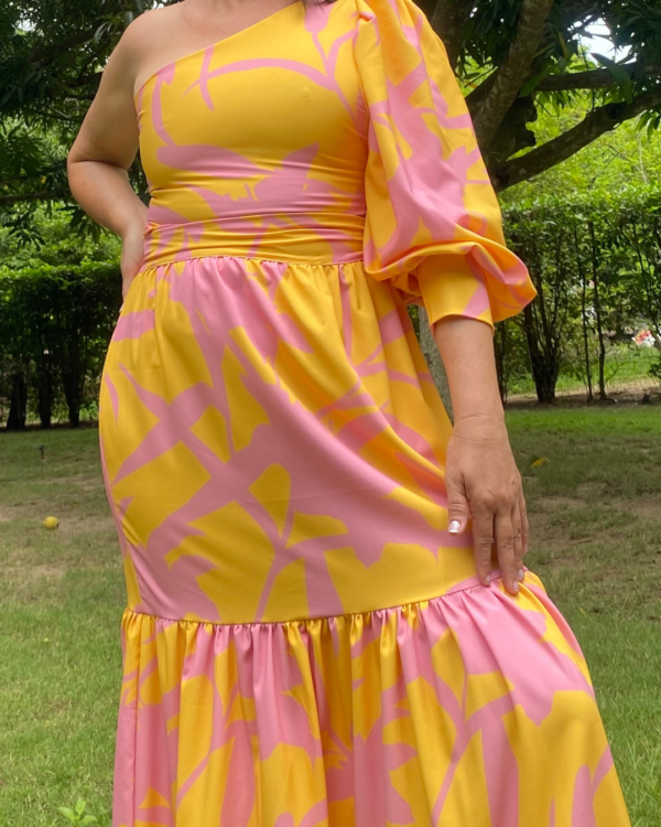 VESTIDO BEGONÍA AMARILLO Y ROSA - Imagen 3