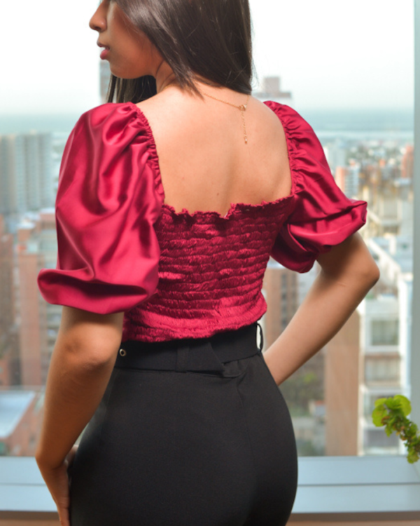 BLUSA SEDA SOFIA VINO TINTO - Imagen 3